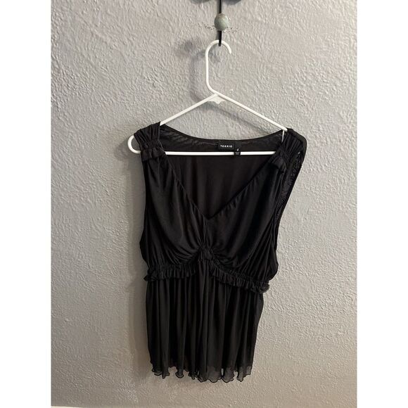 Torrid‎ Women Top 4 Black Blouse  V Neck Elastic Waisr Sleeveless - Picture 1 of 8